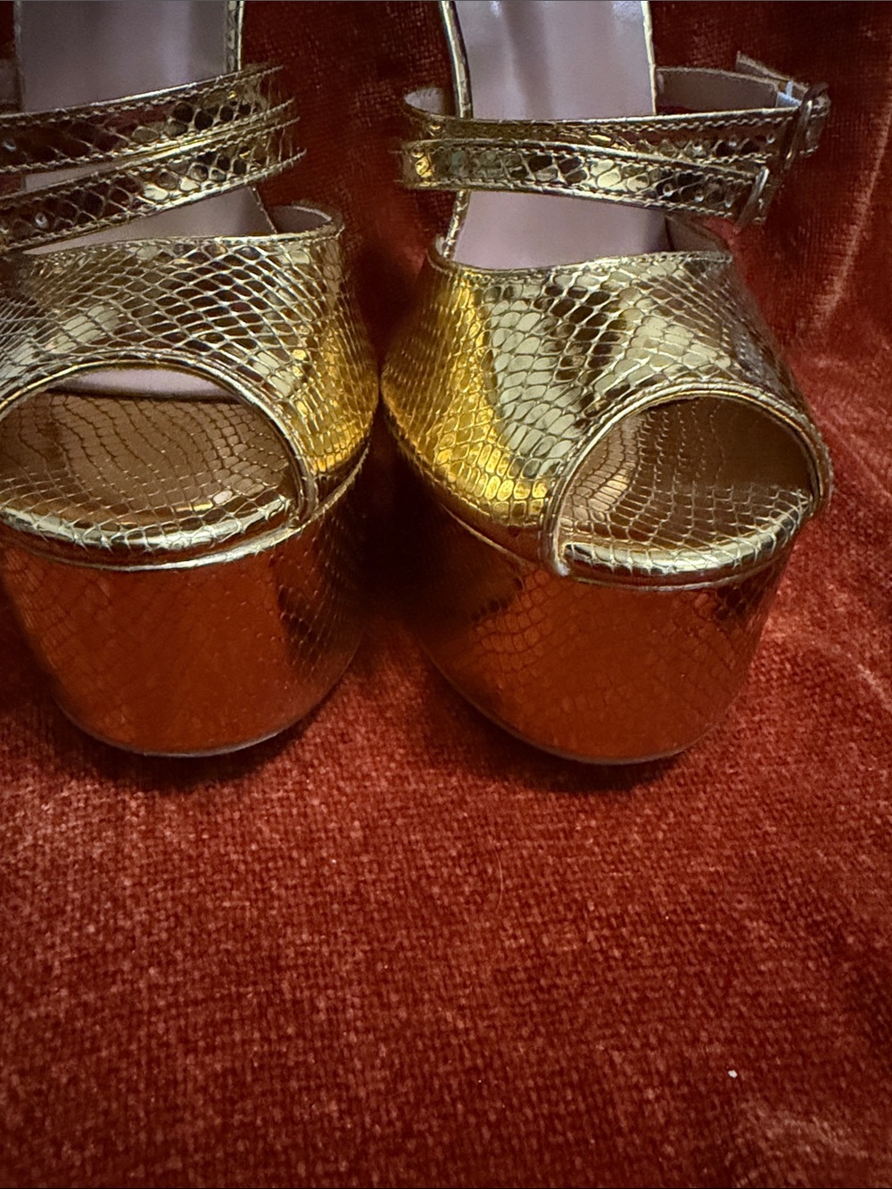 Gold Metallic Platform Ankle-Strap High Heels | 38 - Picture 7 of 12